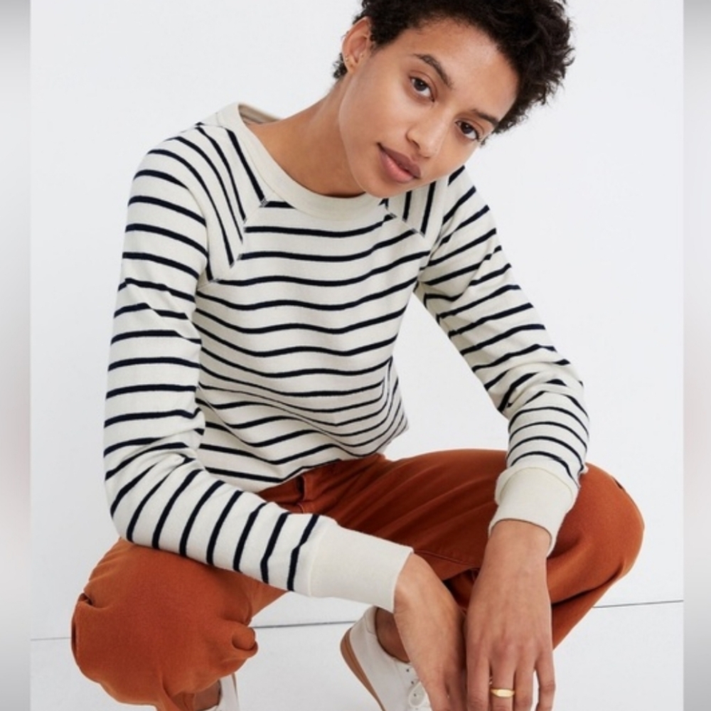 Madewell Luxe Raglan Striped Sweatshirt
